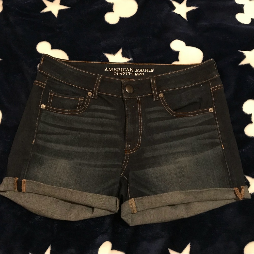 American Eagle Midi Dark Wash Shorts Size 8